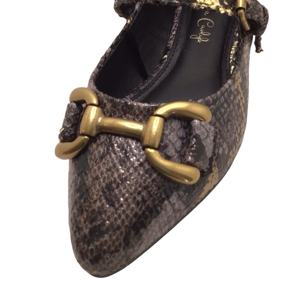 Jessica Carlyle Womens Metallic Snake Print Pointed Toe Mary Jane Ballet Flats - Picture 3 of 9